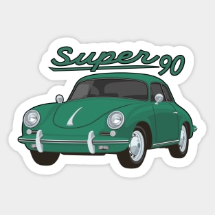 356 B Super 90 gt coupe Car classic vintage retro green dark Sticker